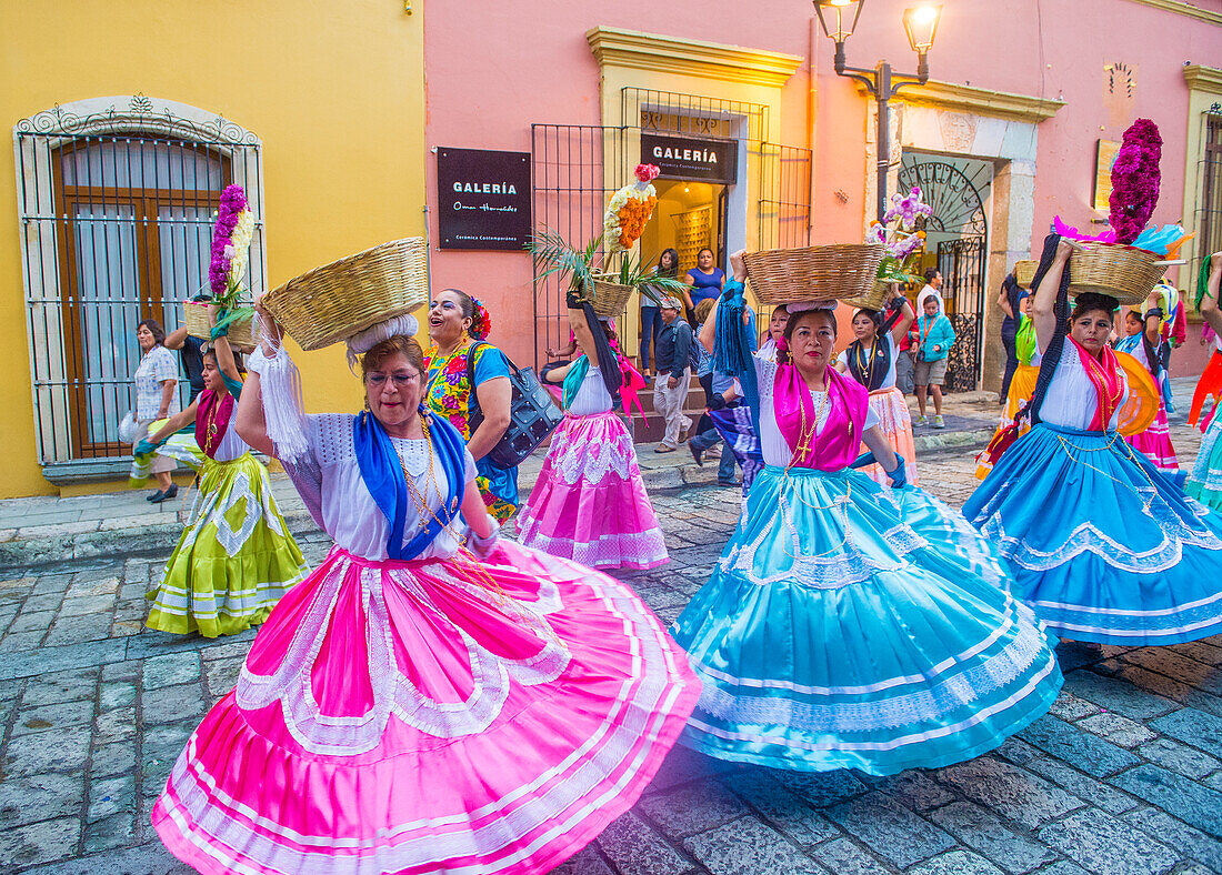 Participants on a carnival of the Day of the Dead in Oaxaca, Mexico