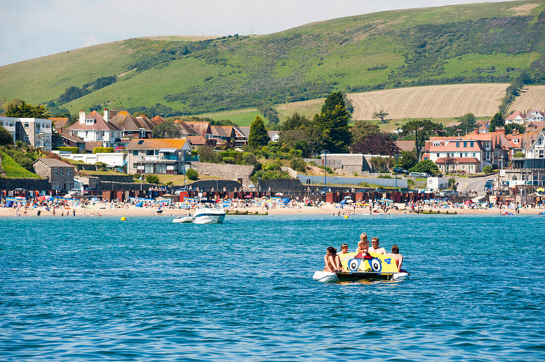 Pedalo in Swanage Harbour, Dorset, England, United Kingdom, Europe