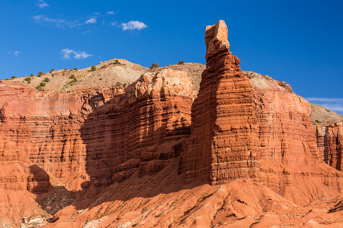 Chimney Rock, a sandstone tower in Capitol Reef National Park in Utah.