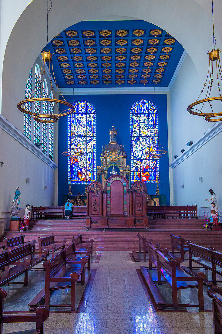 The interior of the Cathedral in San Salvador , El Salvador. The Cathedral was completed and inaugurated on March 19, 1999