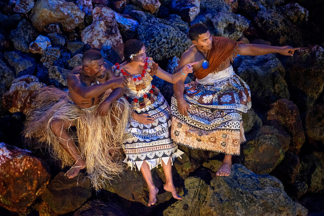 Tradtional Fijian Warriors portrait in Malolo Island Resort and Likuliku Resort, Mamanucas island group Fiji