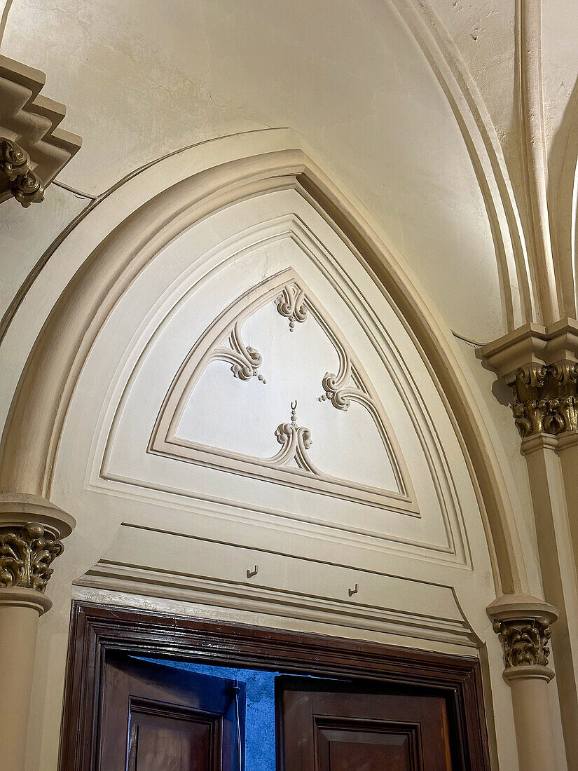 Architectural detail of the interior of the San Vicente Ferrer Church in Godoy Cruz, Mendoza, Argentina.