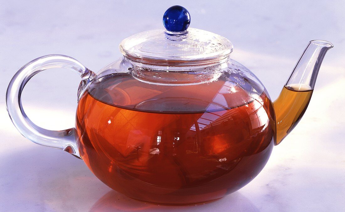 Black tea in glass pot