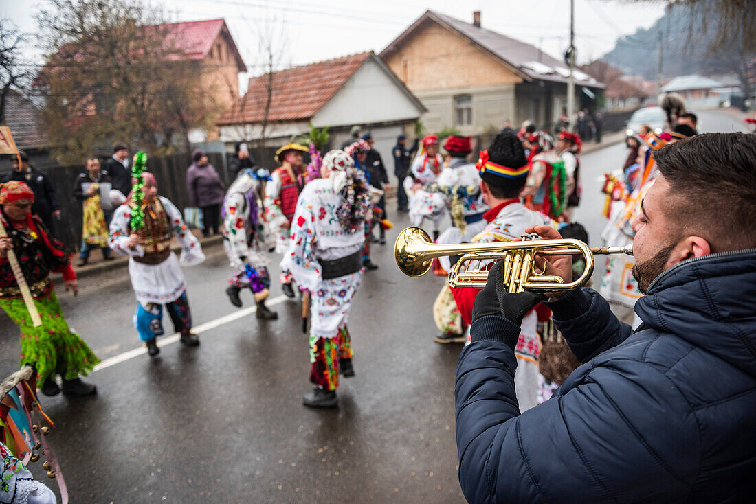 New Year Bear Dancing Festival, Comanesti, Moldova, Romania