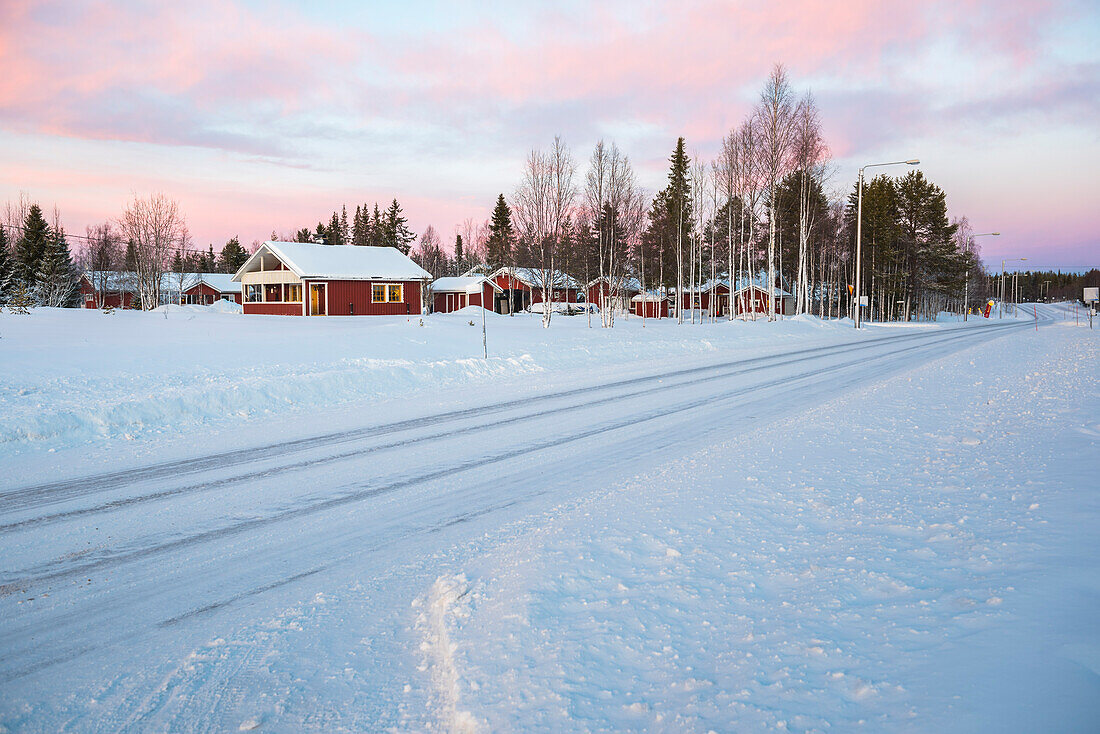 Akaslompolo town in the Arctic Circle in Finnish Lapland, Finland