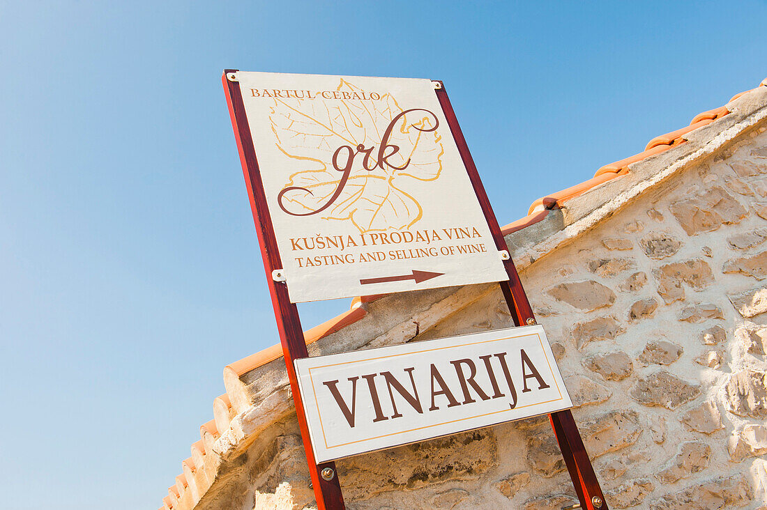 Grk winery, Lumbarda, Korcula Island, Dalmatia (Dalmacija), Croatia. This is a photo of Grk winery at Lumbarda on Korcula Island, Dalmatia (Dalmacija), Croatia. Grk wine is renowned as being the best wine on Korcula Island.