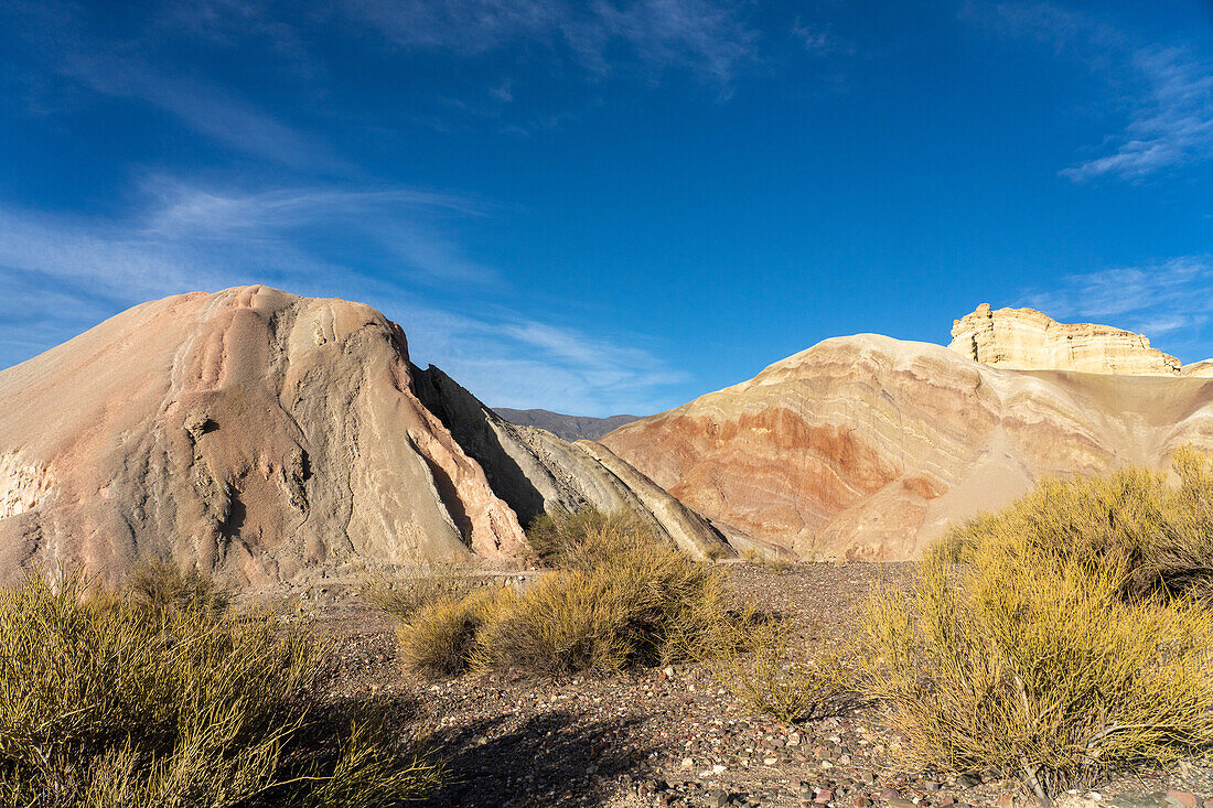 Colorful geologic formations at the Hill of Seven Colors near Calingasta, San Juan Province, Argentina.