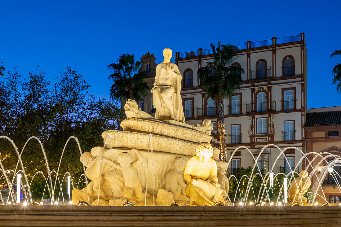 Hispalis-Brunnen, Sevilla, Andalusien, Spanien, Europa