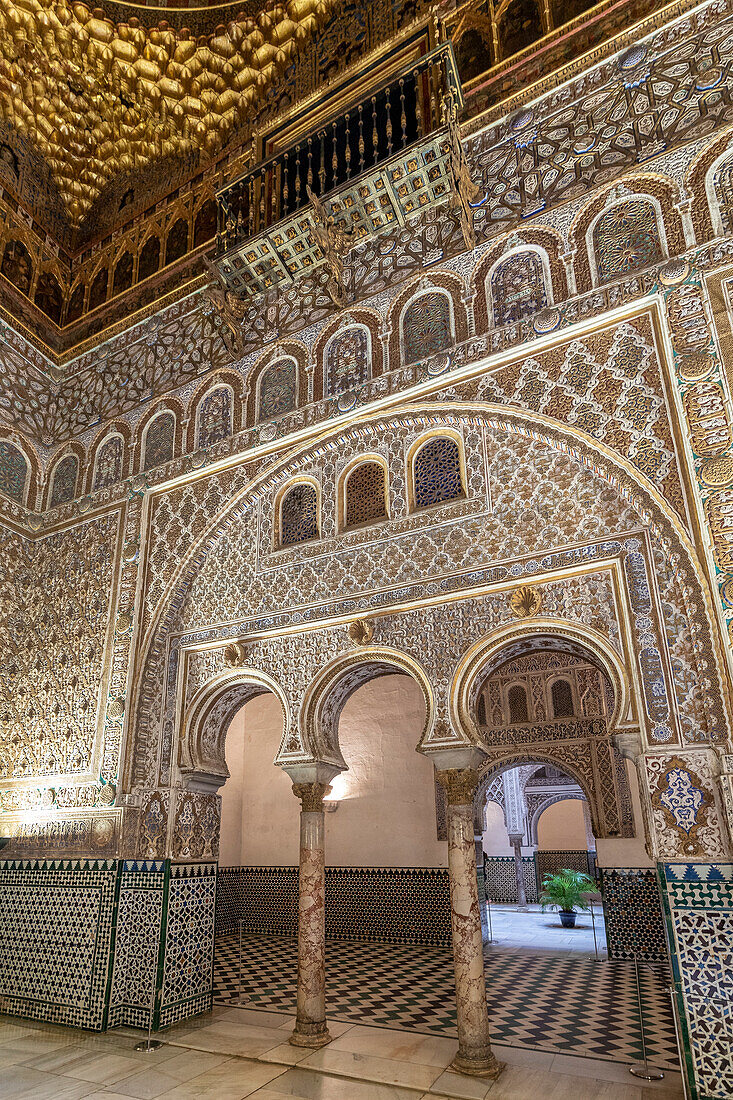 The Ambassadors Hall in The Royal Alcazars of Seville, UNESCO World Heritage Site, Seville, Andalusia, Spain, Europe