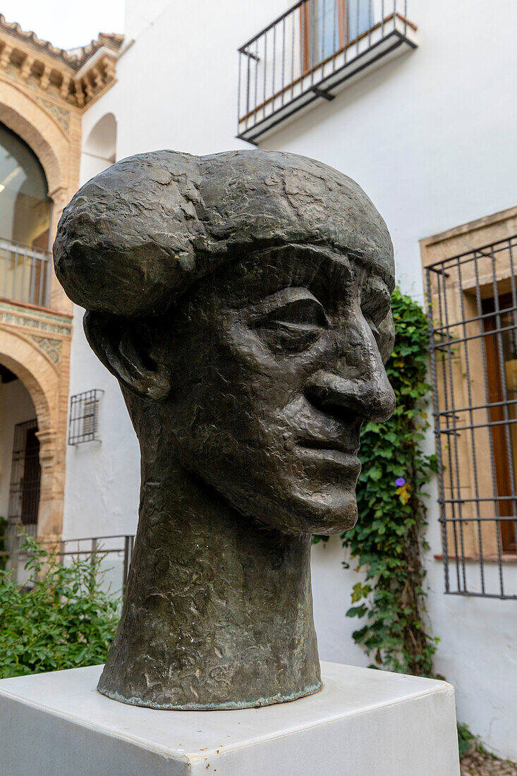 Bust of the Famous Bullfighter Manolete, Bullfighting Museum of Cordoba, Cordoba, Andalusia, Spain, Europe