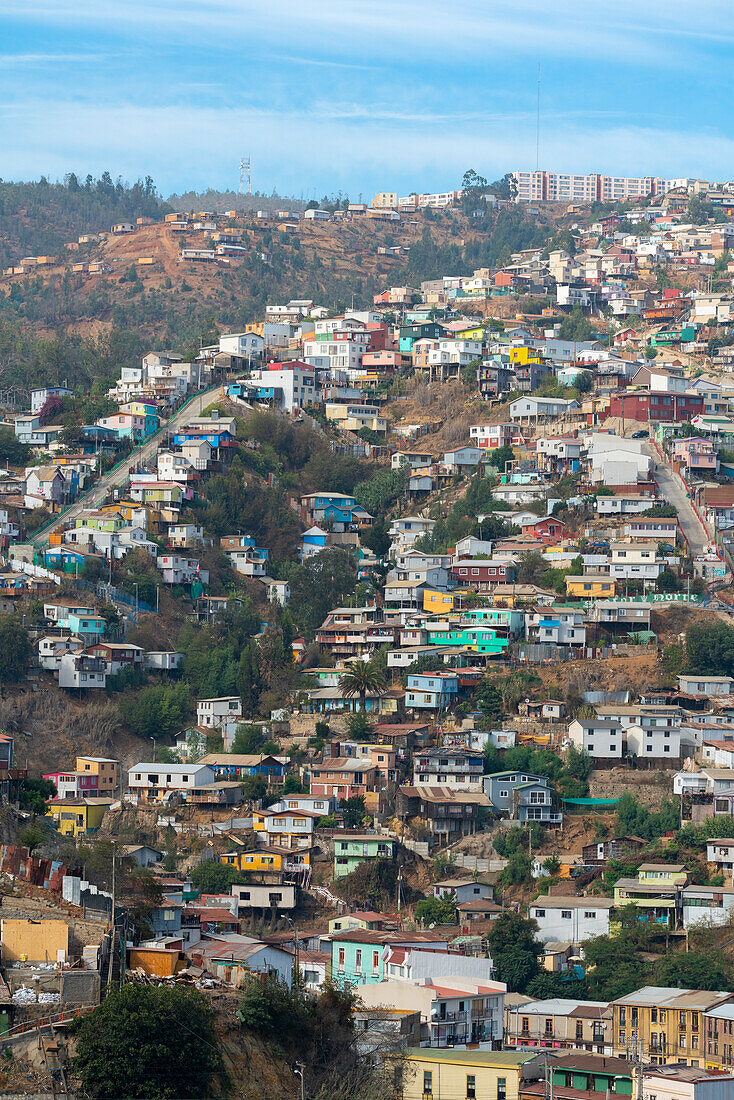 Bunte Häuser, Valparaíso, Provinz Valparaíso, Region Valparaíso, Chile, Südamerika
