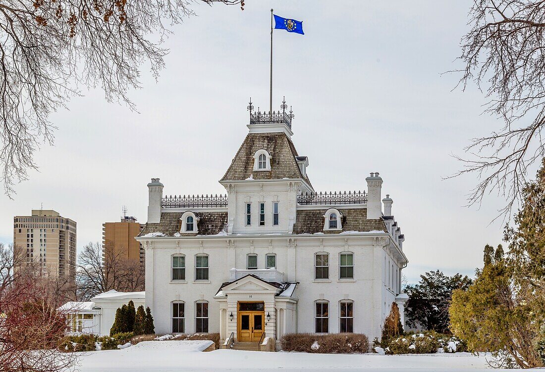 Government House, historische Residenz des Lieutenant Governor von Manitoba, erbaut 1883 mit 23 Schlafzimmern und 11 Badezimmern, eine Mischung aus viktorianischer und französischer Architektur des zweiten napoleonischen Empire, Winnipeg, Manitoba, Kanada, Nordamerika