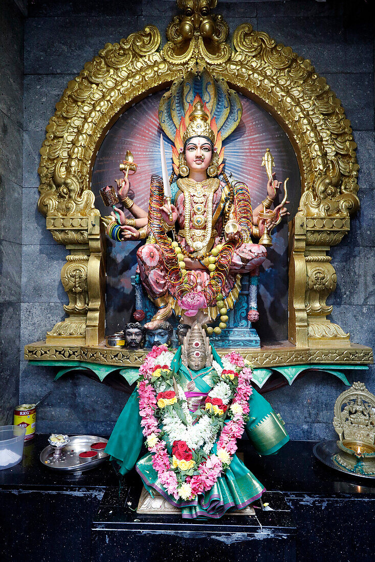 Sri Veeramakaliamman Hindu temple, Mariamman, the goddess of Rain and Fertility, Singapore, Southeast Asia, Asia
