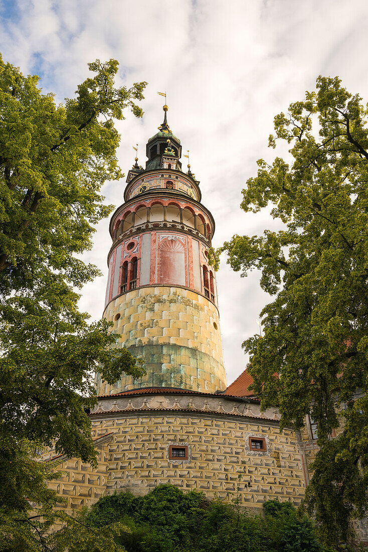 Turm der Staatsburg und des Schlosses Cesky Krumlov, UNESCO, Cesky Krumlov, Südböhmische Region, Tschechische Republik (Tschechien), Europa