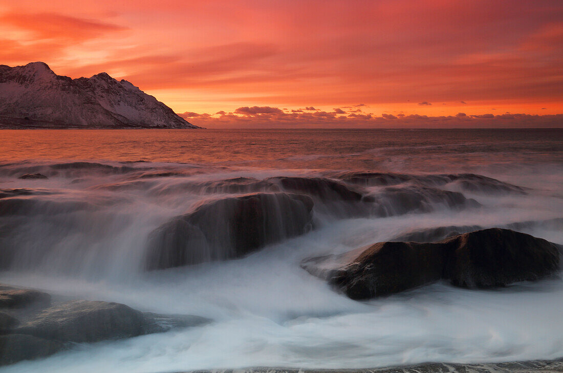 Sunset, Tungeneset, Senja, Troms og Finnmark, north west Norway, Scandinavia, Europe