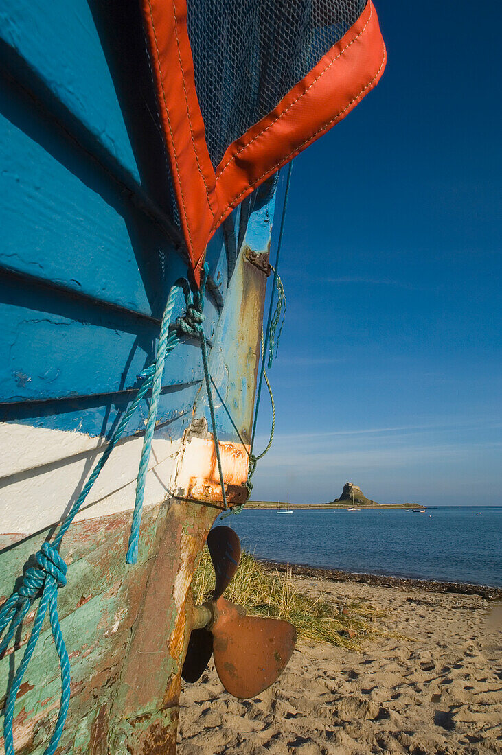 View From Beach, Beside A Boat, Of Lindisfarne Castle.