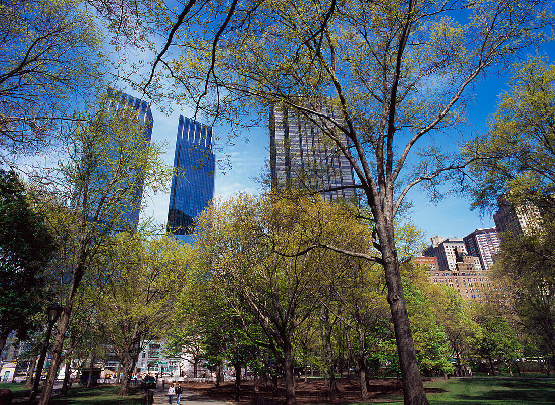 Time Warner Towers vom Central Park aus gesehen.