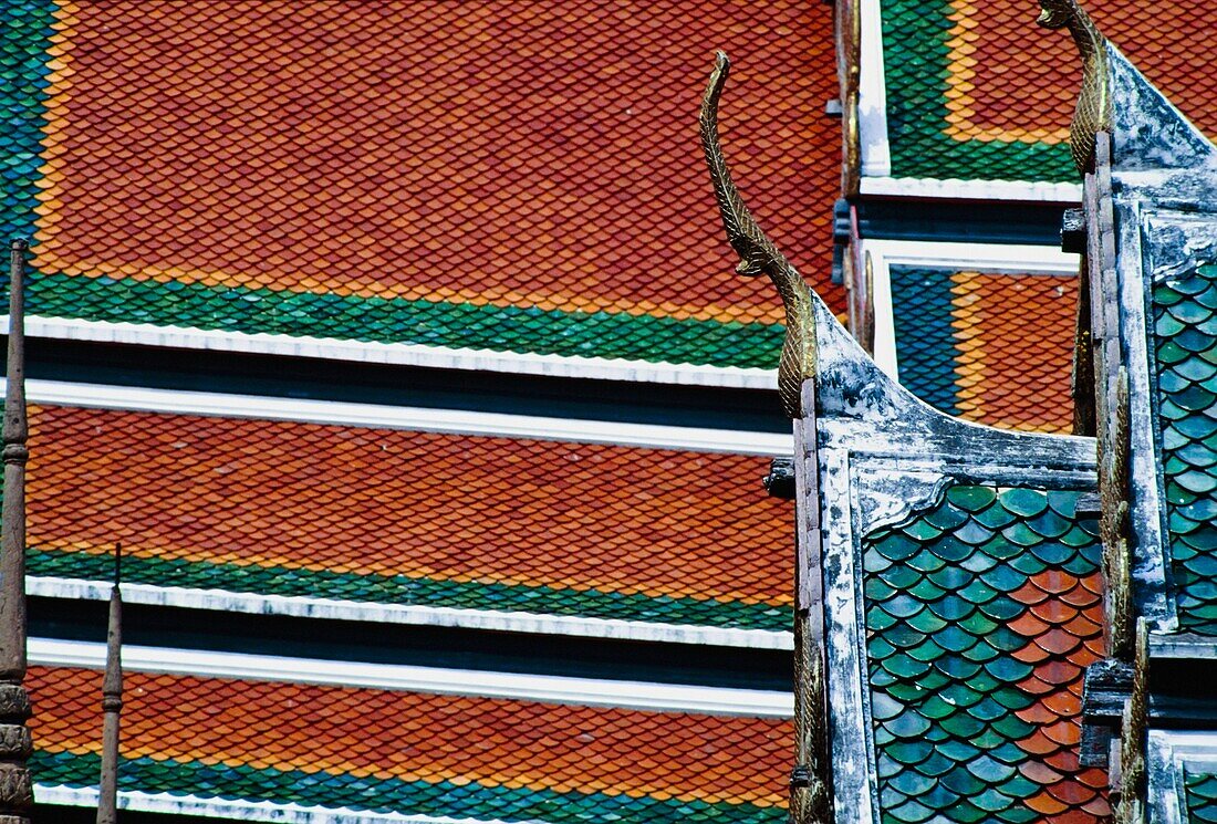 Coloured Tile Roof Detail Of Wat Pho