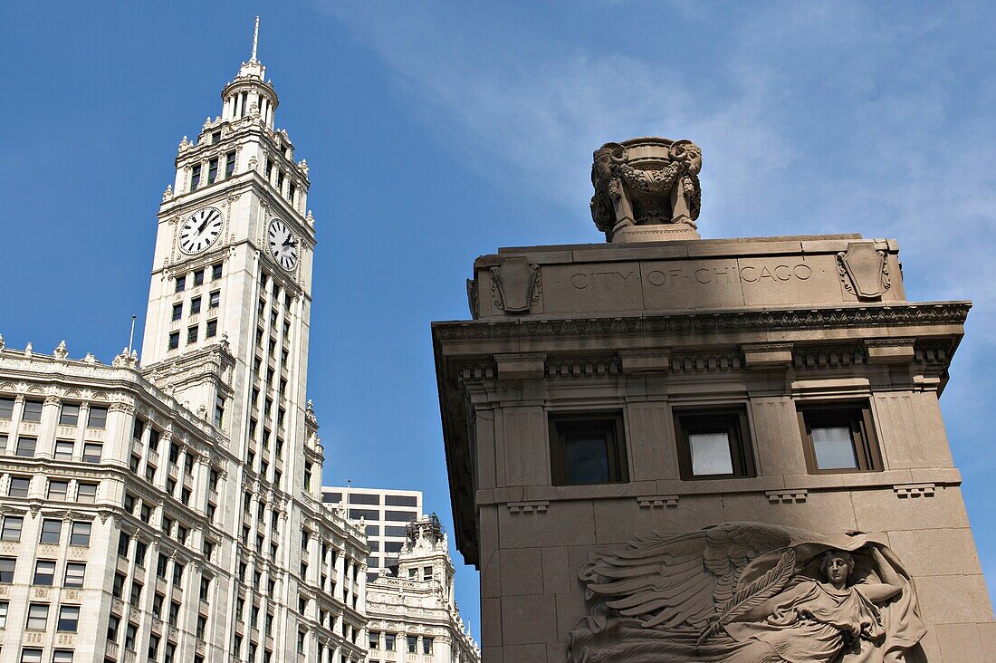 Michigan Avenue Bridge Detail In Front Of Wrigley Building