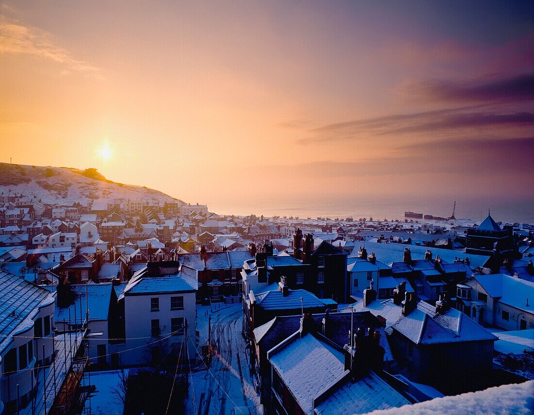 Snow Covered Rooftops Of Hastings