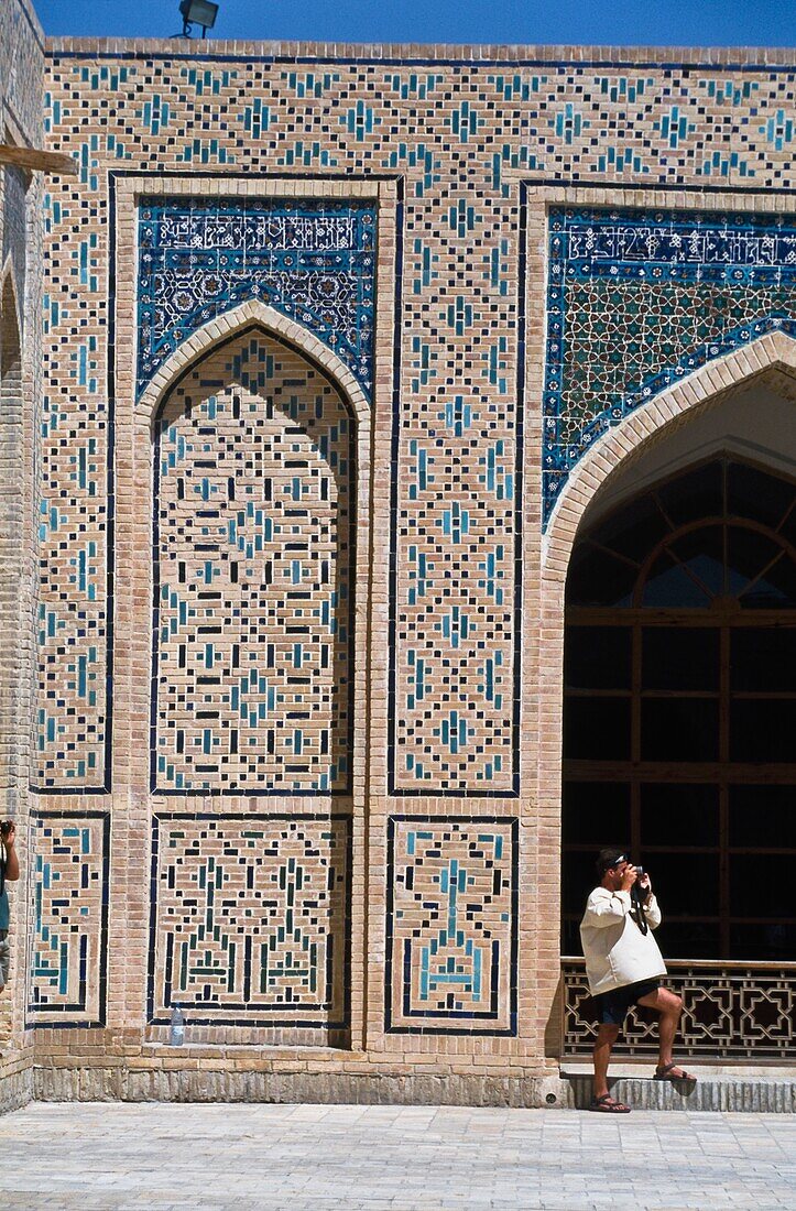 Tourist Outside Kalon Mosque