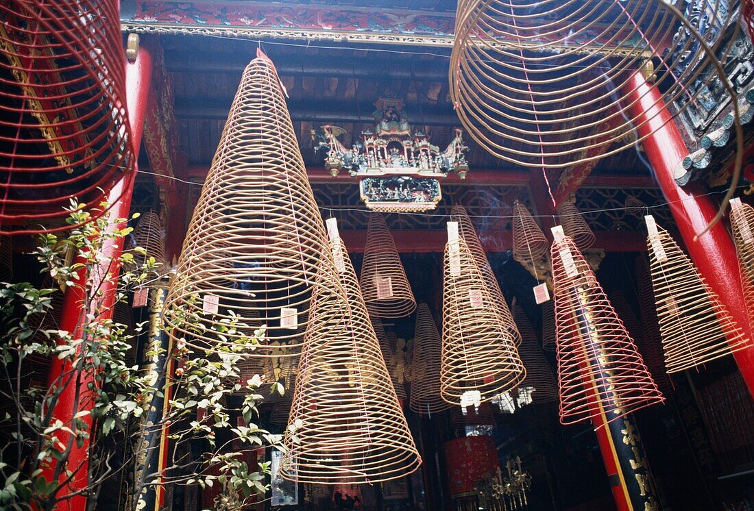 Conical Incense Coils Hanging At Temple In Ho Chi Minh City, Low Angle View