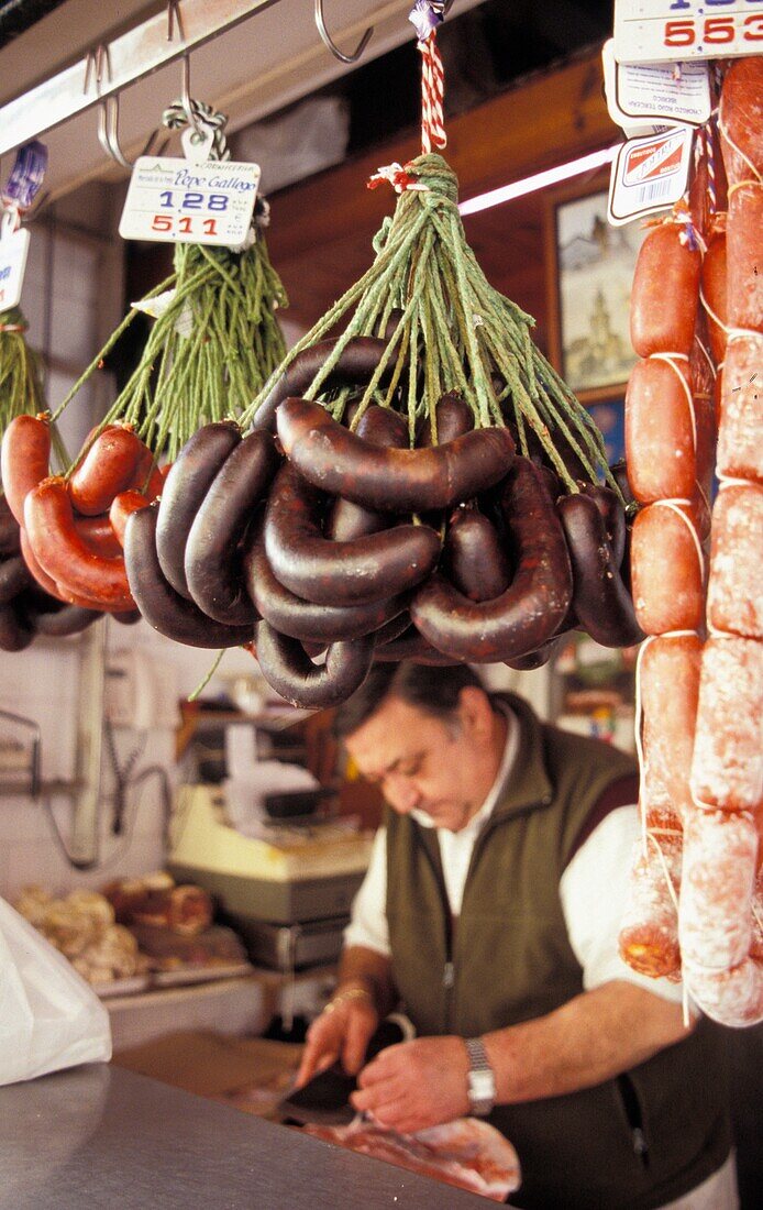 Handmade Sausages At Market Stall