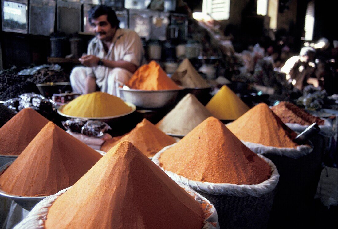 Market Stall With Variety Of Spices