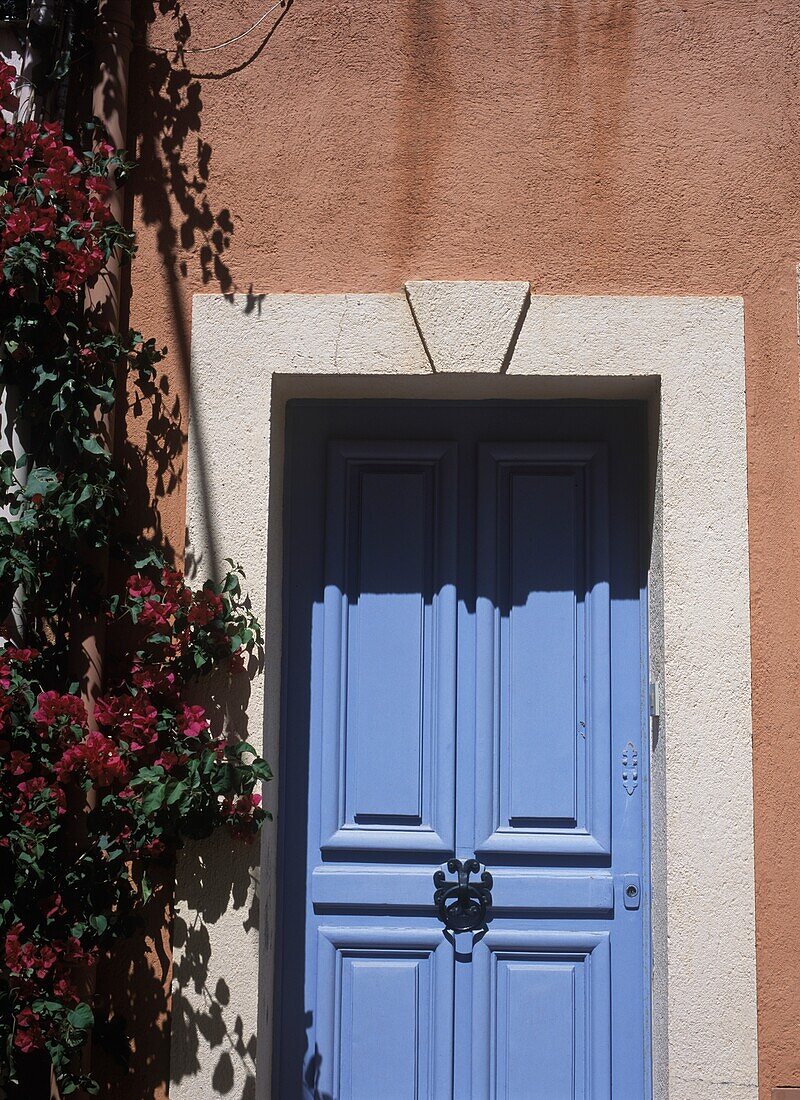 Bougainvillea Growing Beside Doorway Of House, St Tropez, France; St Tropez, France.