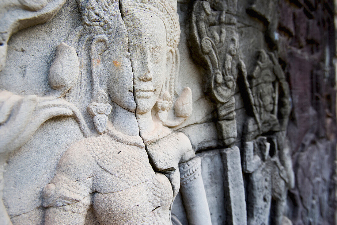Female Representation Carved On Wall Of Bayon Temple, Angkor,Siem Reap,Cambodia