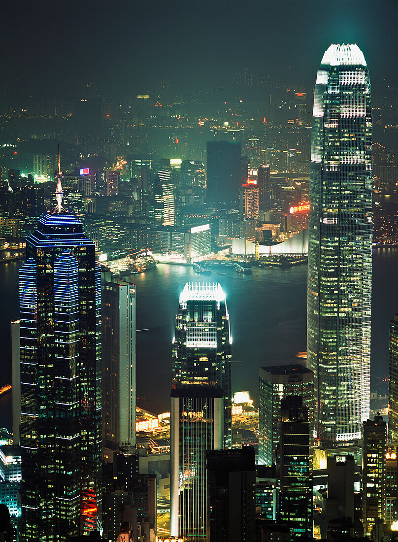 Hong Kong Skyline At Night,China