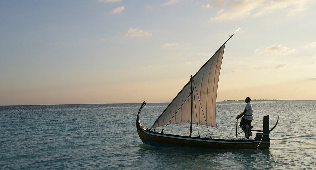 Traditional Dhoni Fishing Boat, Soneva Fushi,Northern Atoll,Maldives