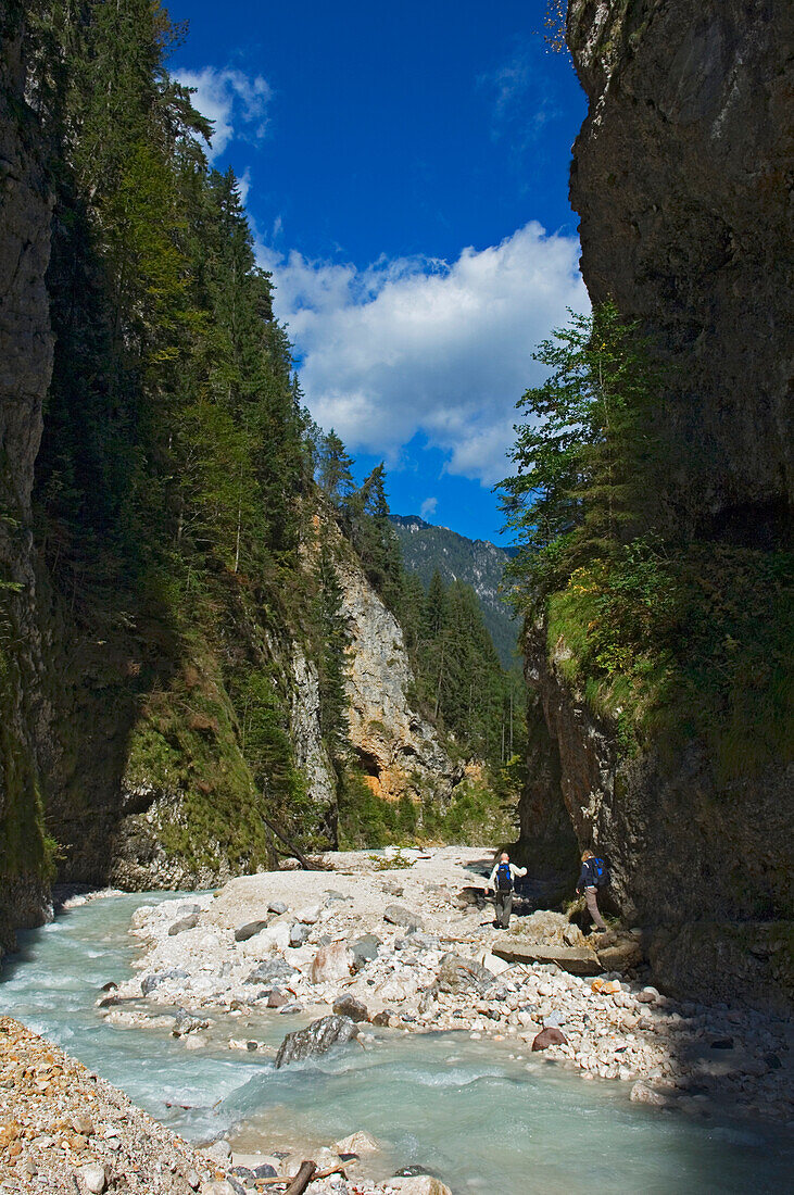 Hikers At Martuljek Gorge, Triglav National Park,Julian Alps,Slovenia