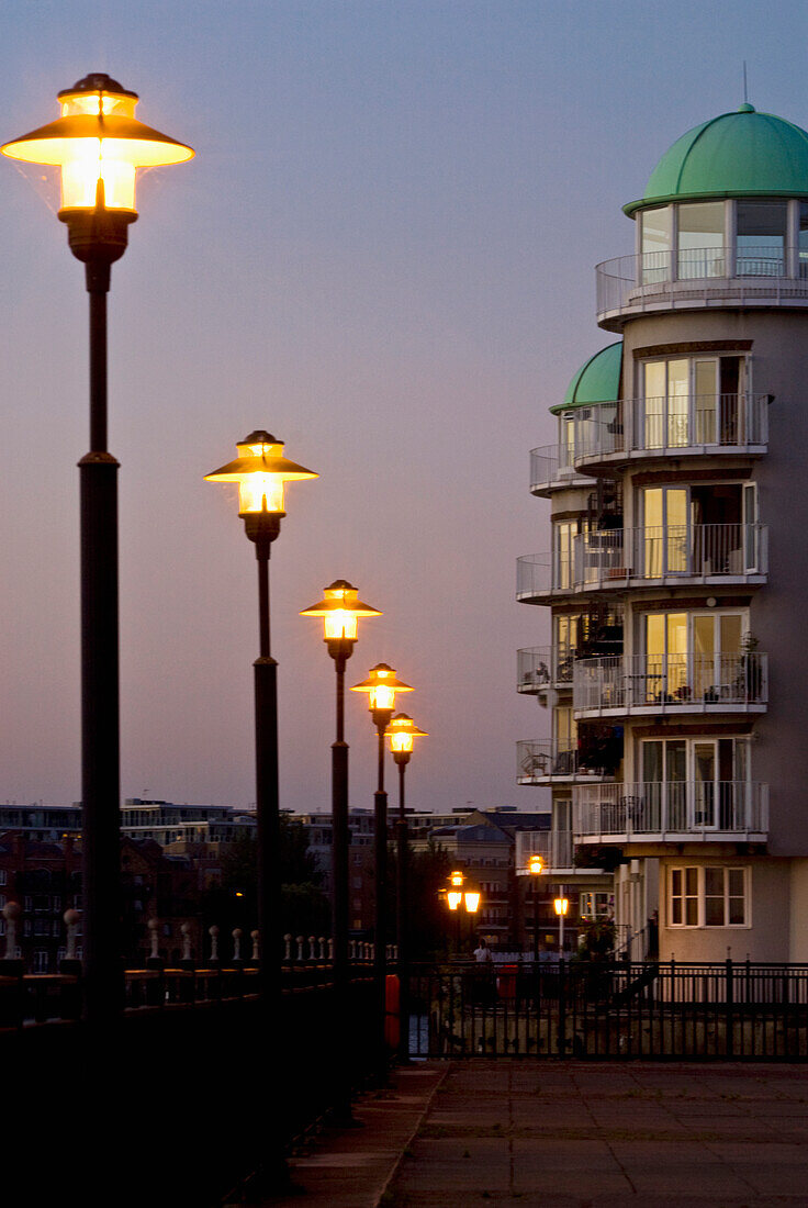 Street Lights In Rotherhithe, London,England,Uk