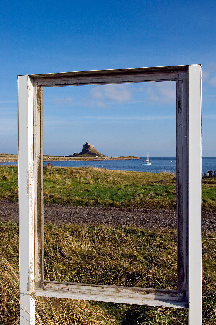 Lindesfarne Castle Seen Through Empty Frame, Holy Island,Northumberland,Uk