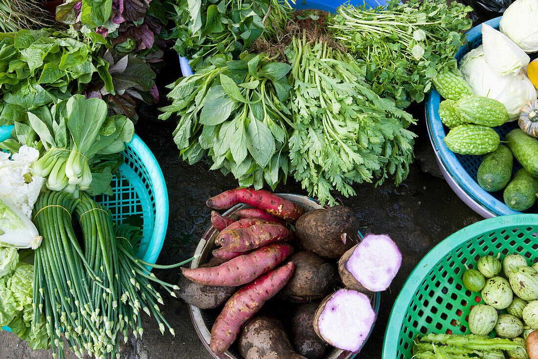 Produkte auf dem Markt in Chau Doc, Mekong-Delta, Vietnam