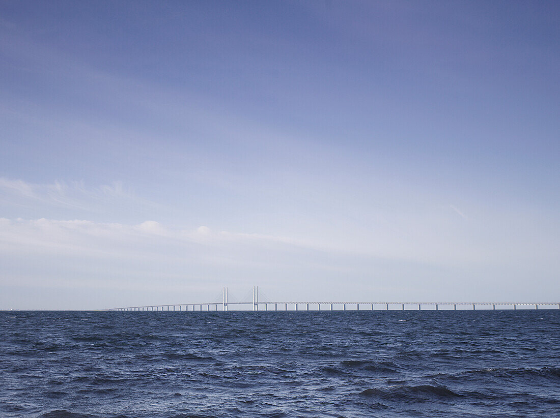 Seascape With Oresund Bridge In Background, Sweden