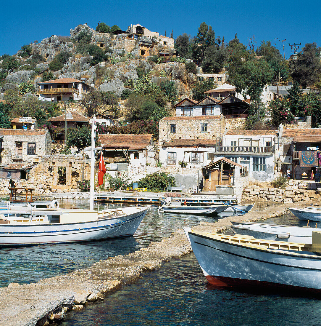 Boats In Kalekoy Harbor,Tourquoise Coast,Turkey