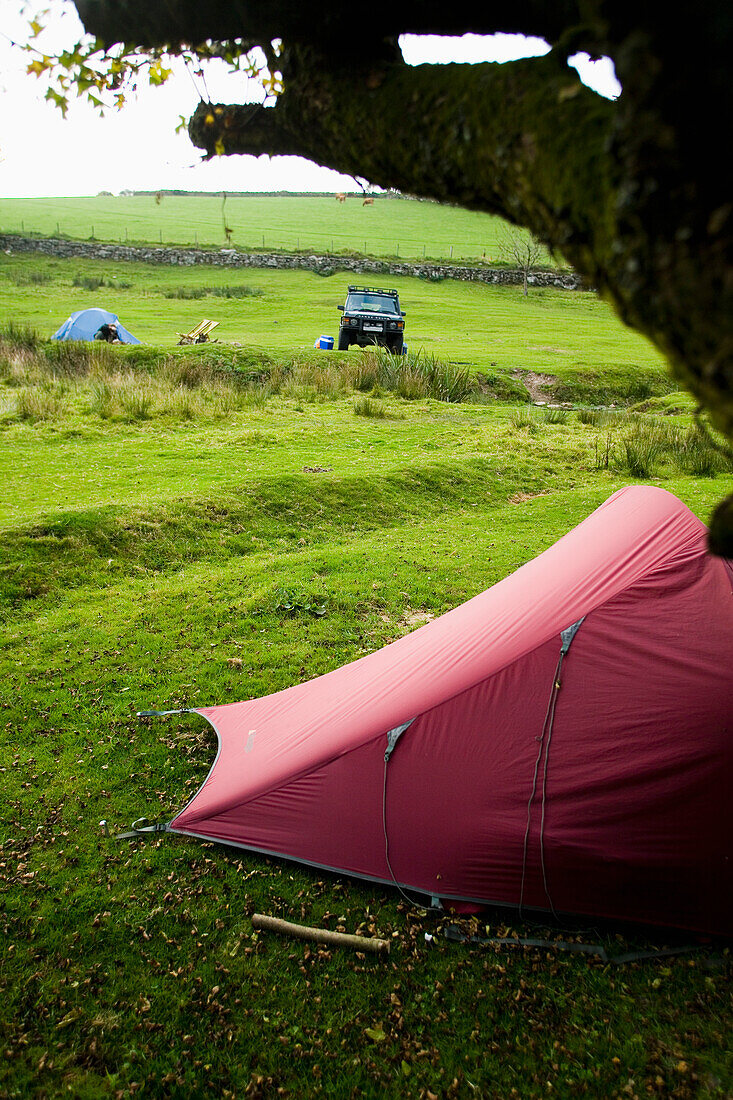 Runnage Farm Camping im Dartmoor National Park, Postbridge, Yelverton, Devon, Großbritannien