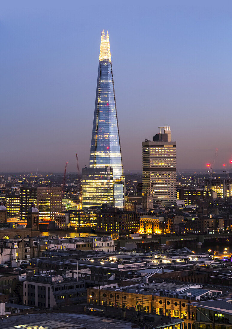 The Shard And Cityscape At Dusk; London, England