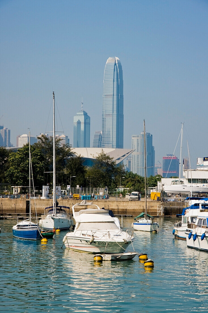 Yachts At Causeway Bay With Ifc Tower