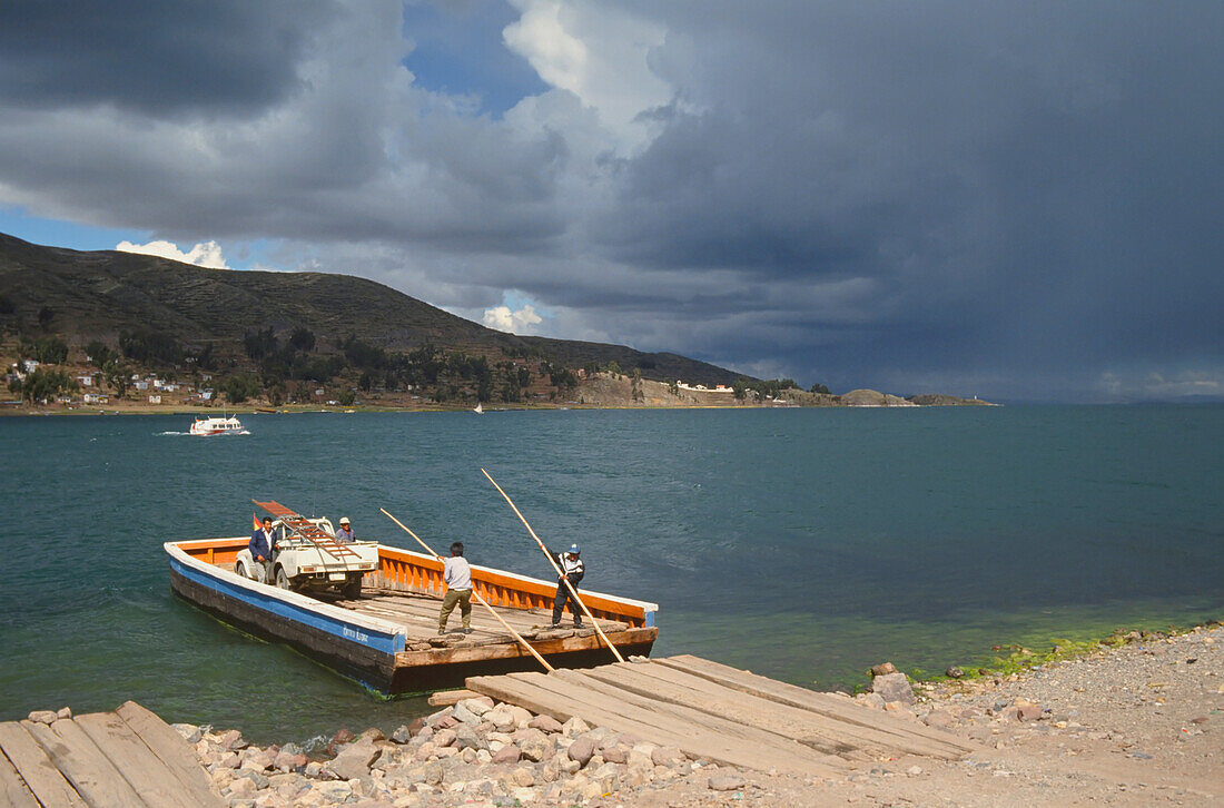 Two Men Pushing Ferry