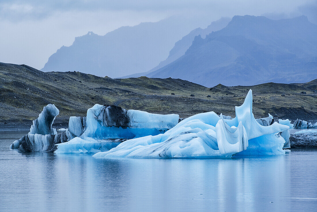 Large Icebergs In Jokulsarlon, A Glacial Lagoon Along Iceland's South Coast; Iceland