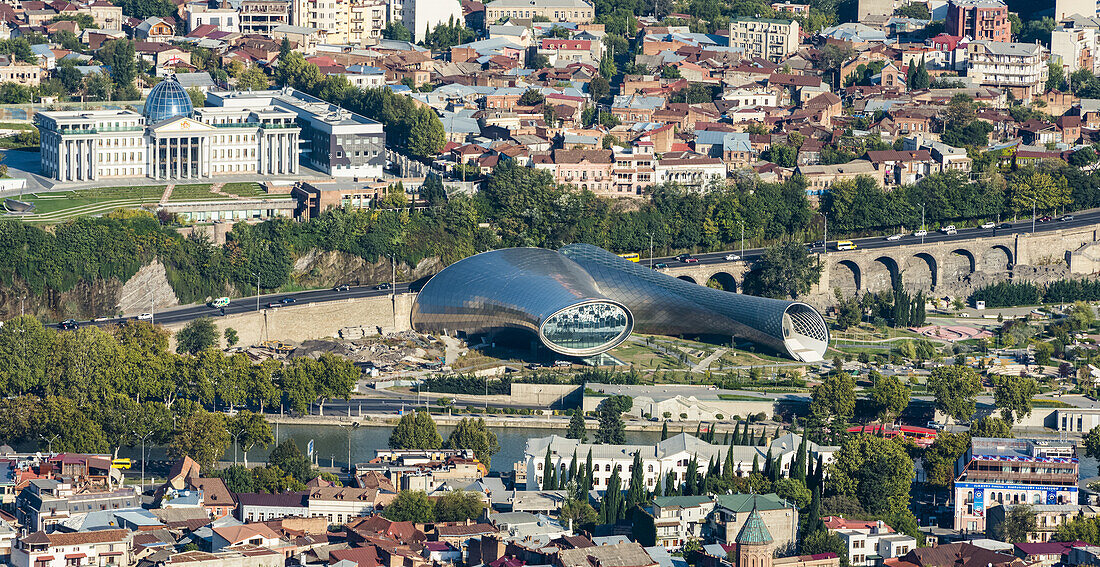 Tbilisi, The Capital And The Largest City Of Georgia, With The Tubular Concert Hall Building; Tbilisi, Georgia