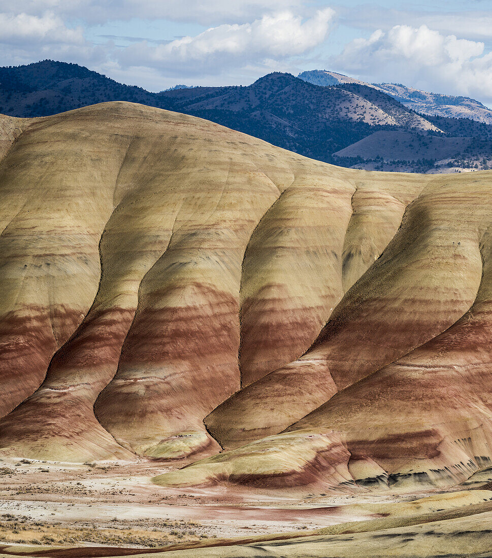 Colourful layers of minerals are exposed at John Day Fossil Beds National Monument; Mitchell, Oregon, United States of America