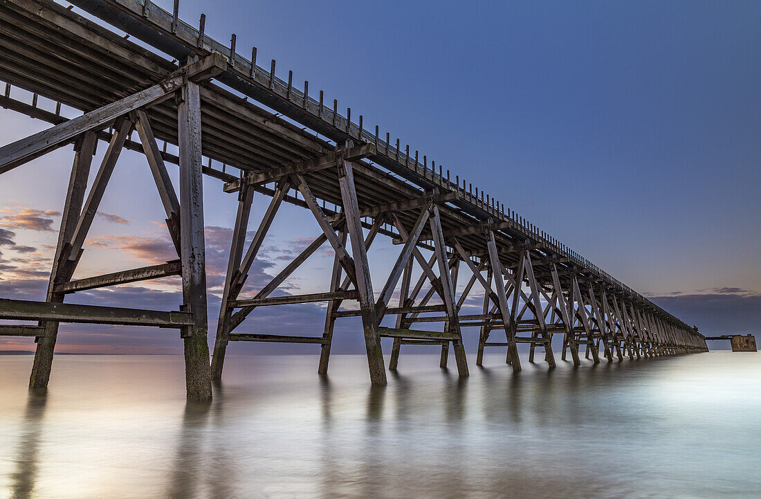 The disused Steetley Pier was built to serve the former Hartlepool Magnesia Works which has now been demolished; Hartlepool, County Durham, England