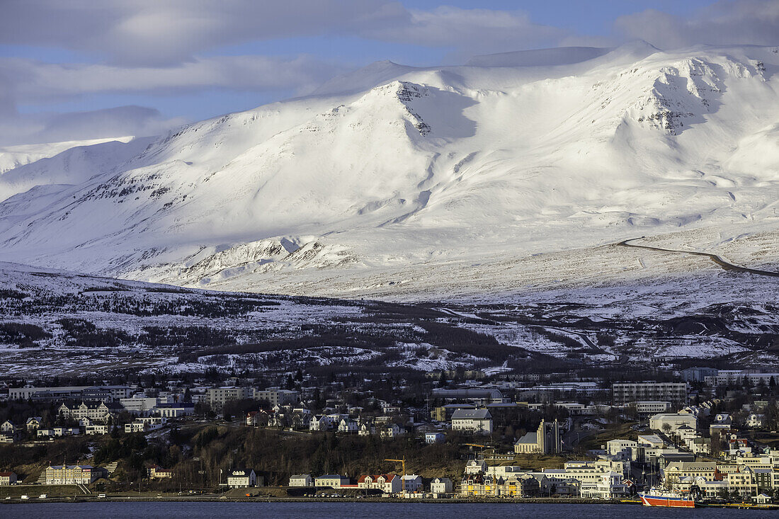 The town of Akureyri in Northern Iceland; Aklureyi, Iceland