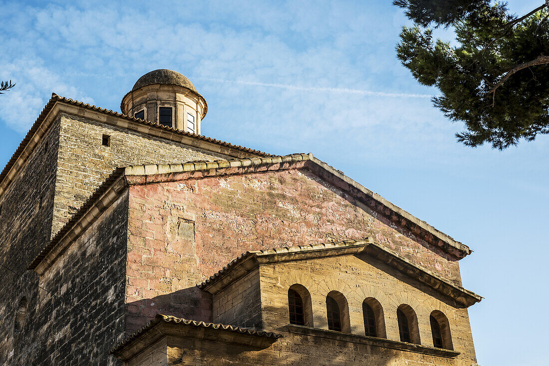 Layered roofs at the Church of St. Jaume; Alcudia, Mallorca, Balearic Islands, Spain