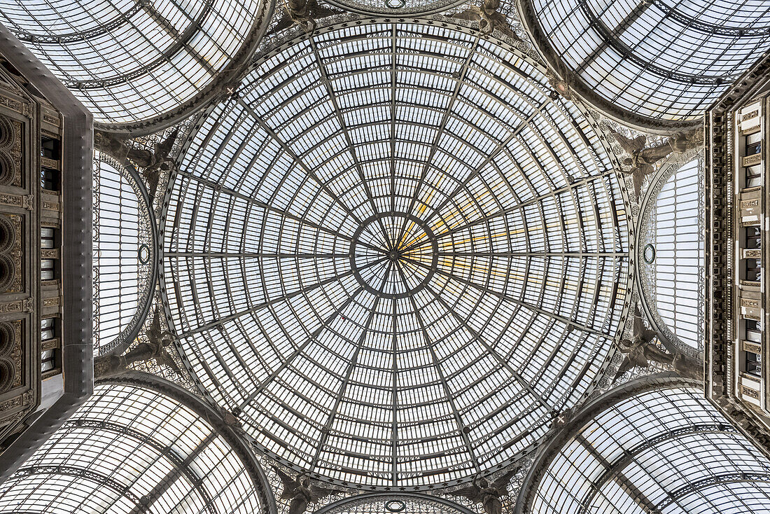 Ceiling of Galleria Umberto l, a public shopping gallery designed by Emanuele Rocco; Naples, Italy
