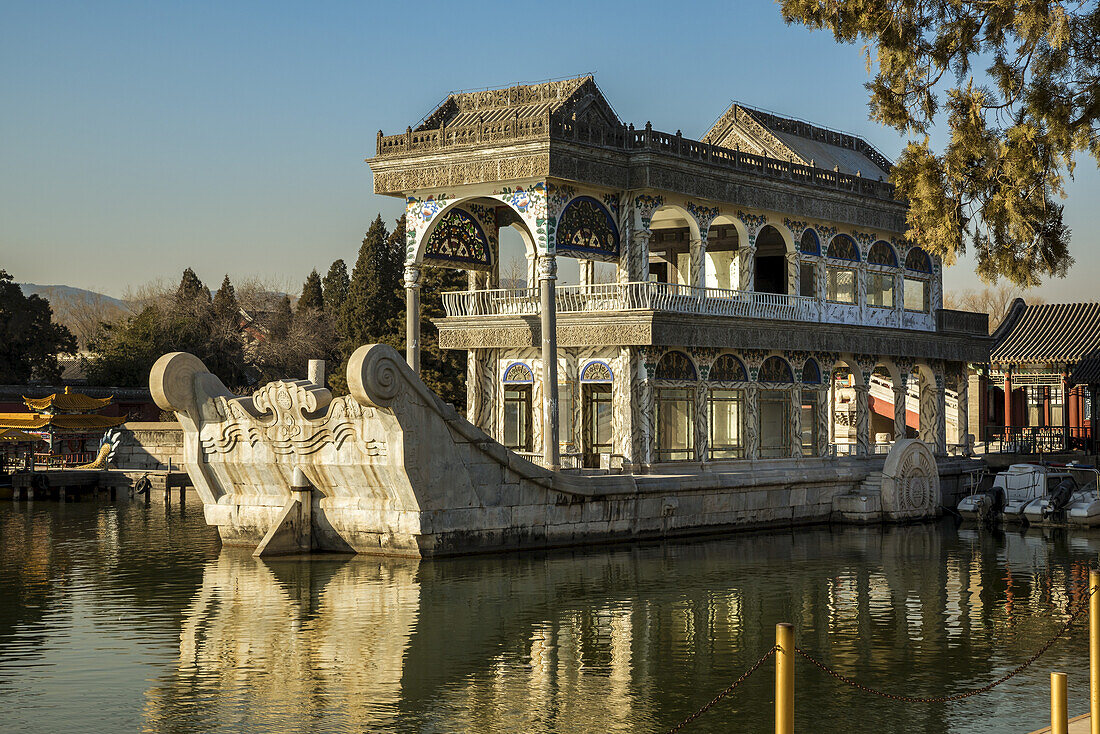 The Marble Boat, a lakeside pavilion in Kunming Lake, The Summer Palace; Beijing, China